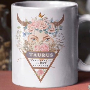 Taza de café Tauro, regalo del zodiaco, signos del zodiaco, mujer Tauro, regalo Tauro, taza de café para Tauro, regalos de astrología, Tauro Venus, carta natal