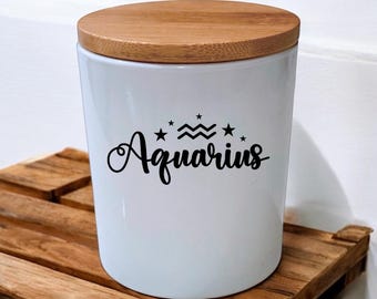 Aquarius Candle: Personalized Scented Soy Candle, Astrology Gift