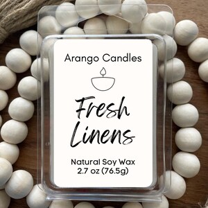 FRESH LINENS - Soy Wax Melts – Fruity Floral All-Natural Clamshell Tarts, Full Strong Fragrance, Relaxing Summer Gifts for Home