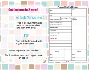 Registro de salud del cachorro