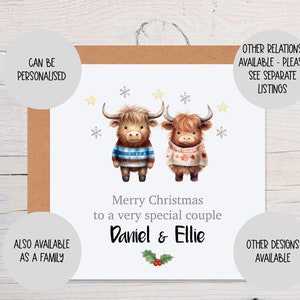Personalised Christmas Card for Couple - Special Couple Christmas Card - Couple Christmas Card - Highland Cow Christmas Card -Special Couple