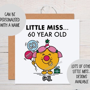 Little Miss... 60 year old Birthday Card - 60 year old Birthday Card for her - Personalised Birthday Card for 60 year old female
