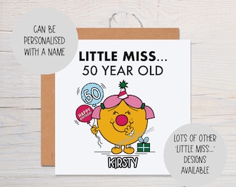 Little Miss... 50 year old Birthday Card - 50 year old Birthday Card for her - Personalised Birthday Card for 50 year old female