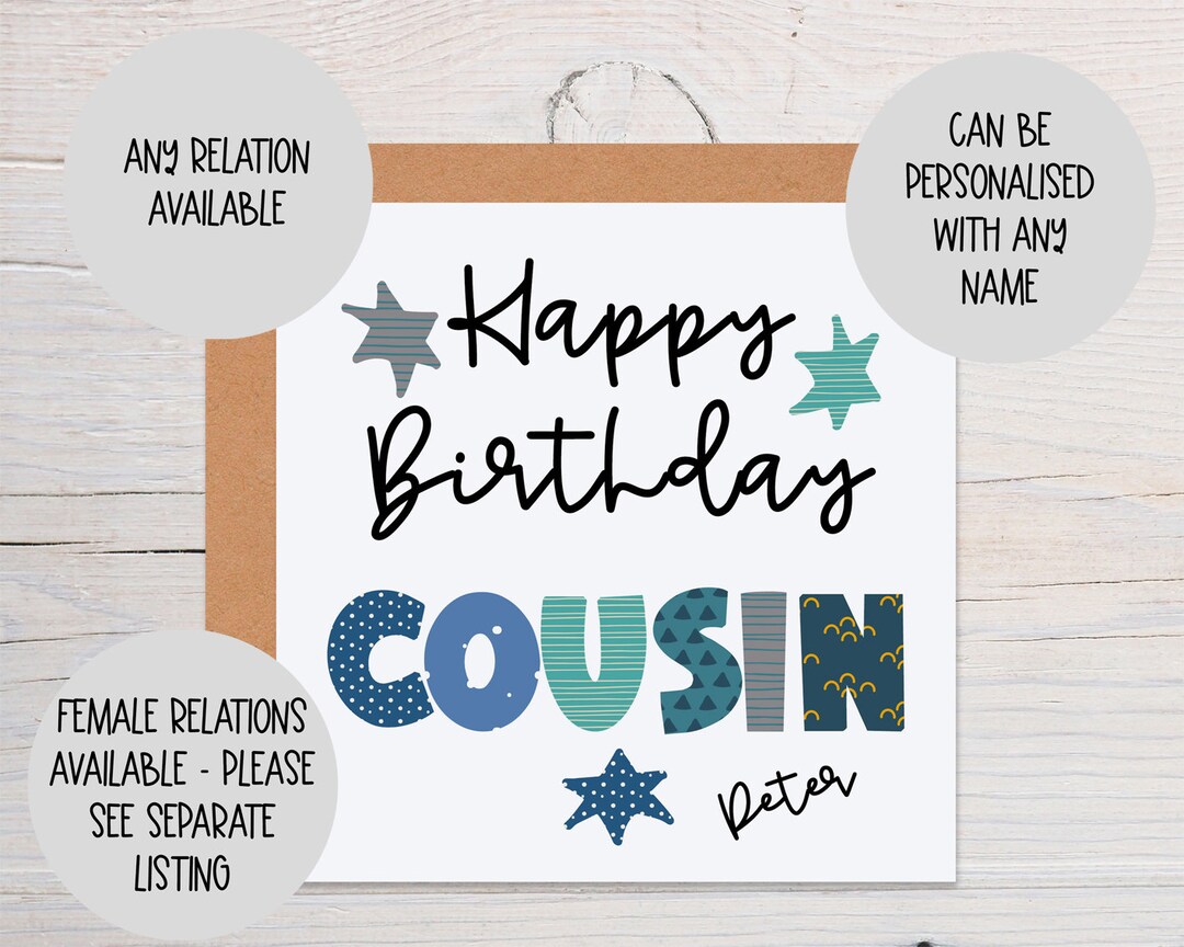 Happy Birthday Card for Cousin Cousin Birthday Card - Etsy UK