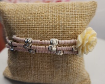 Pink minis with off white ceramic roses