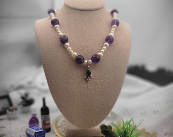 Amethyst and pearl necklace
