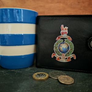 Royal Marines Genuine Leather Wallet: Military Badge, RFID, Gift Tin