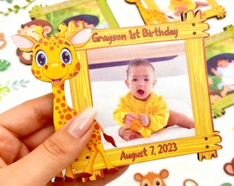 Personalized Wooden Giraffe Photo Magnet Favor Keepsake Gift with Custom UV Printed Design