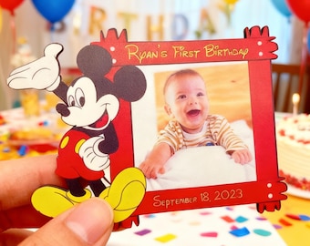 Personalized Wooden Mickey Mouse Birthday Photo Magnet Favor Gift with Custom UV Print