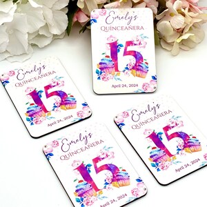 Custom Mis Quince Años Wood Magnet, Mis Quince 15, Sweet 15 Photo Favors, Personalized Gift, Quinceañera Favors, 15th Birthday Party Favors