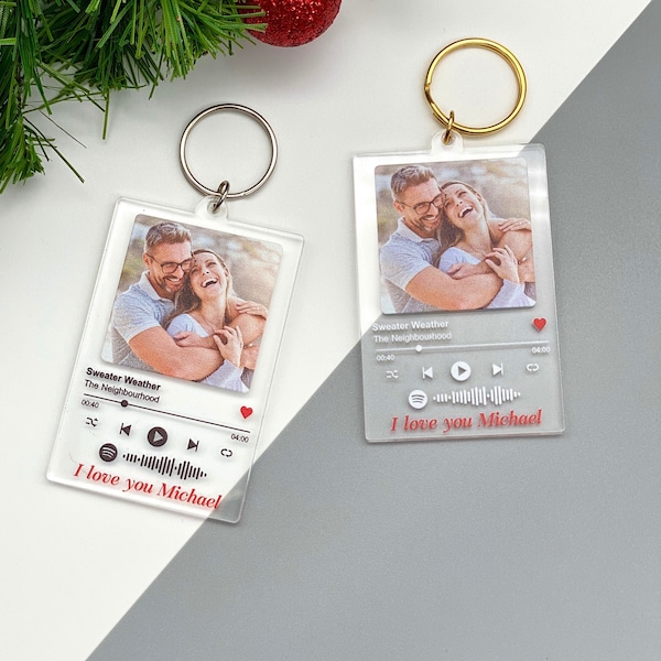 Personalized Keychain | Custom Photo Key chain | Song Plaque Key Ring | Gift for Boyfriend Girlfriend Lovers | Christmas Gifts