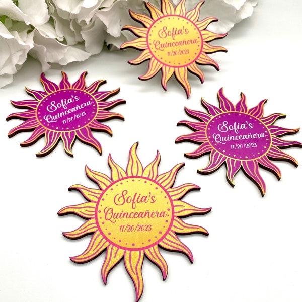Wooden Tangled Sun Magnet, Rapunzel Birthday Favors, Quinceañera Guest Gifts, Mis Quince Favor, Sweet 16 Party, Mis XV Años, Tangled Wedding