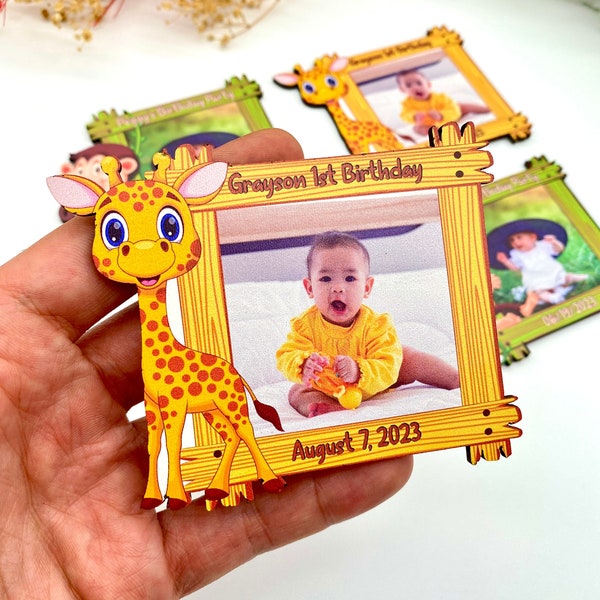 Wooden Giraffe Party Favors, Safari Birthday Favors, Jungle Animals Party for Baby, Baby Shower Magnet, First Birthday Favors, Fridge Magnet