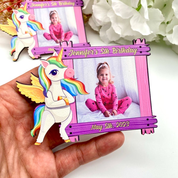 Personalized Wooden Unicorn Photo Favors for Birthday Parties, First Birthday Party Gifts, Unicorn Gifts, Unicorn Baby Shower Favors