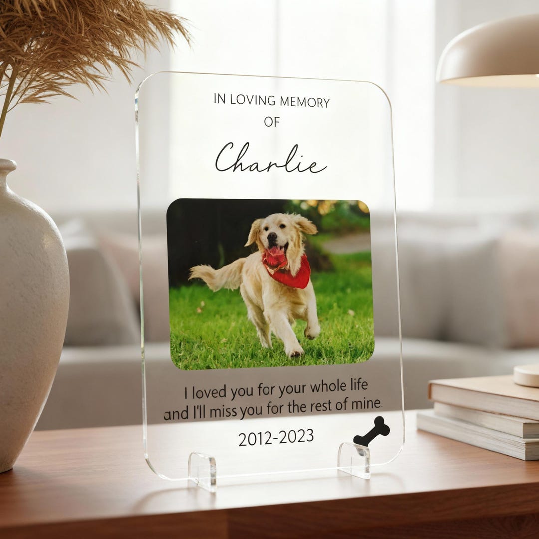 Personalized Pet Memorial Acrylic Frame – Pet Loss Custom UV Print ...
