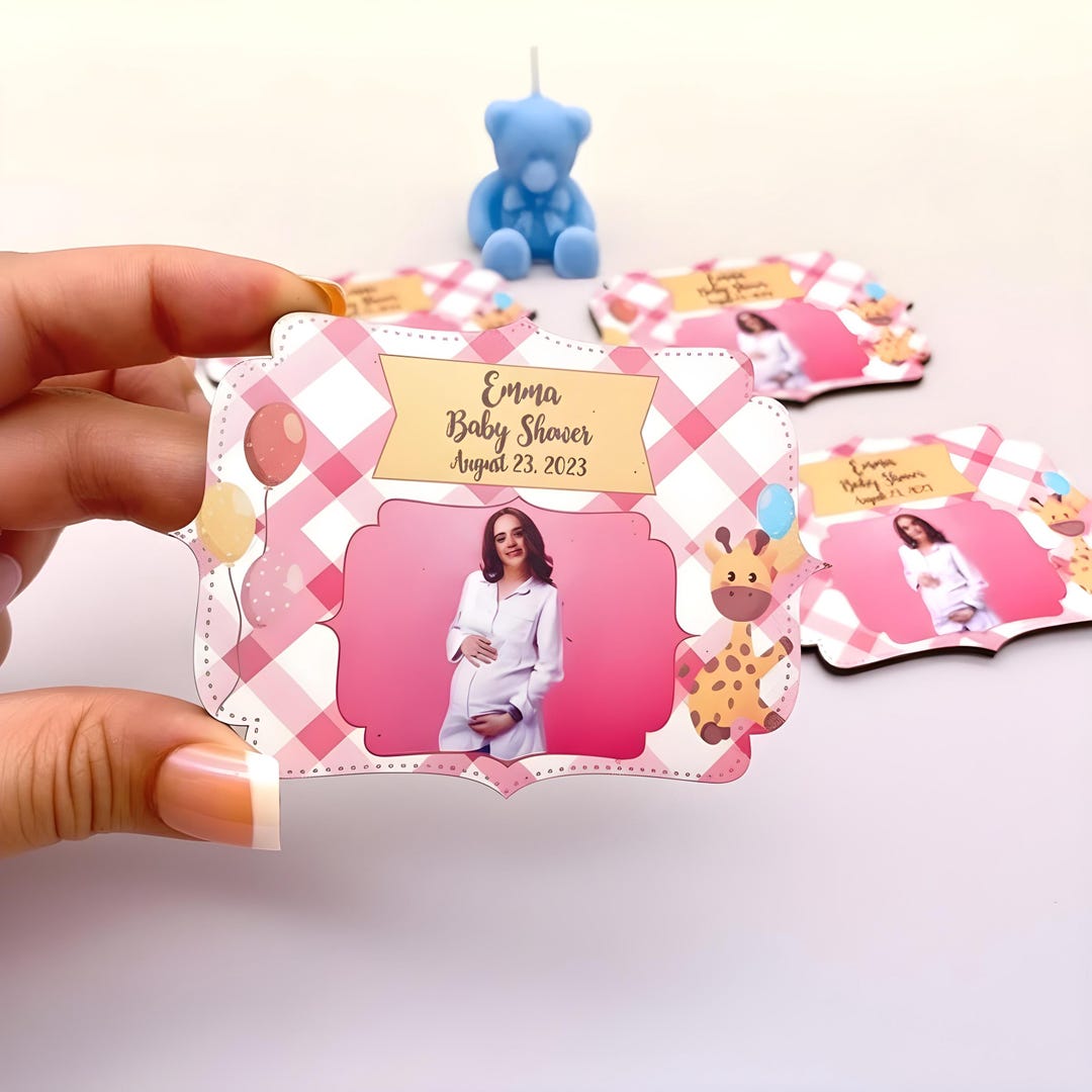 Personalized Wooden Baby Shower Photo Magnet Keepsake Favor With UV ...