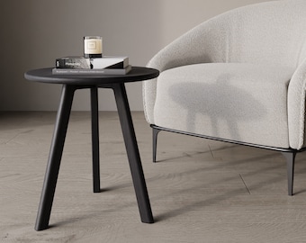 Solid Round Black Side Table