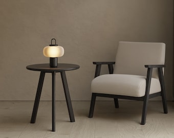 Solid Walnut Round Side Table: Modern Three-Legged Nightstand