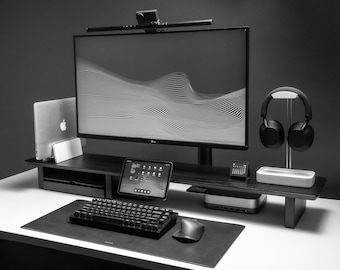 Walnuss Monitor Stand Schreibtisch Regal Riser: Dual-Screen-System