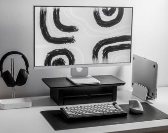 Walnut Monitor Riser Stand, Premium 15-Ply Wood Desk Shelf