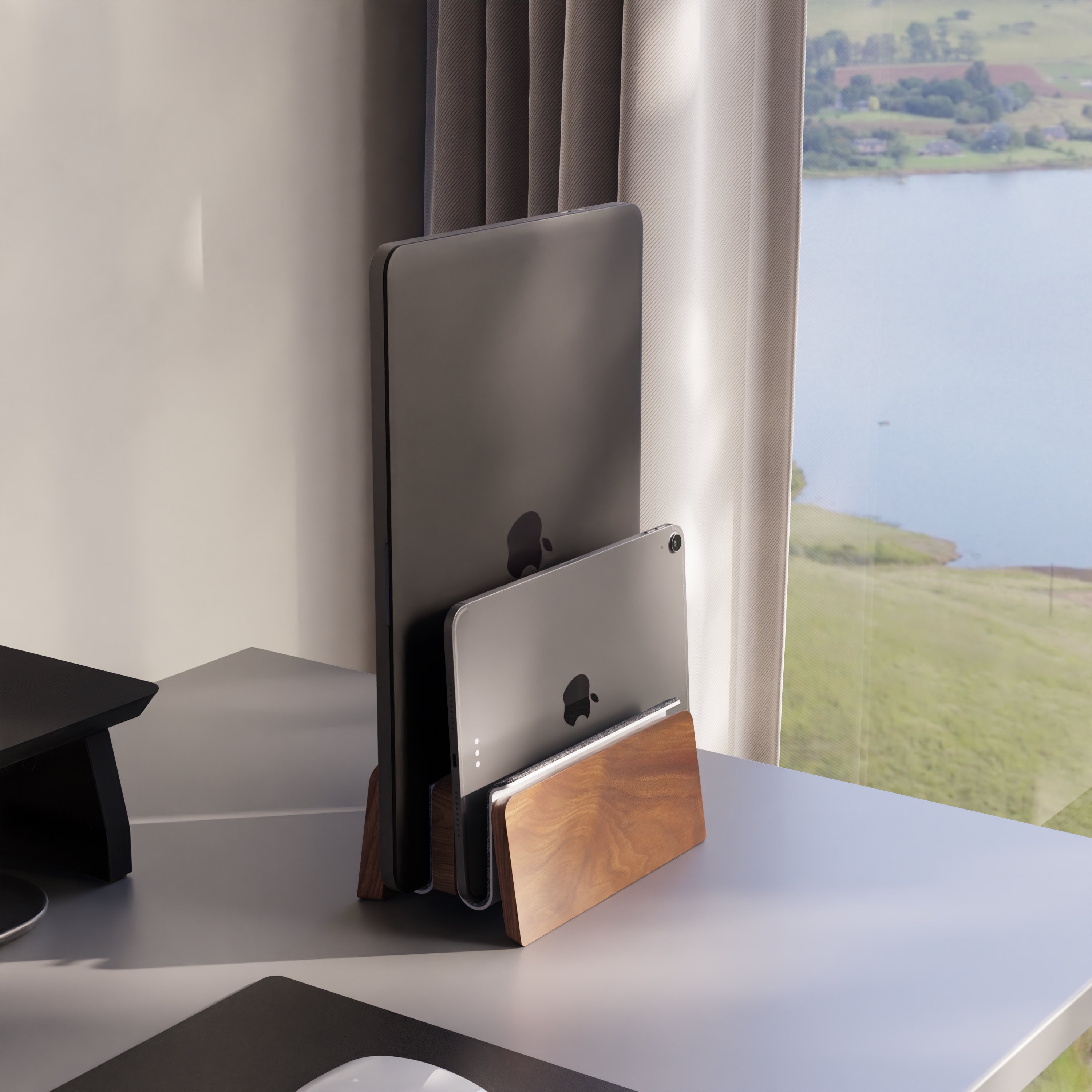 Walnut Wood Vertical Laptop Stand: Macbook, Surface Pro Dock - Etsy