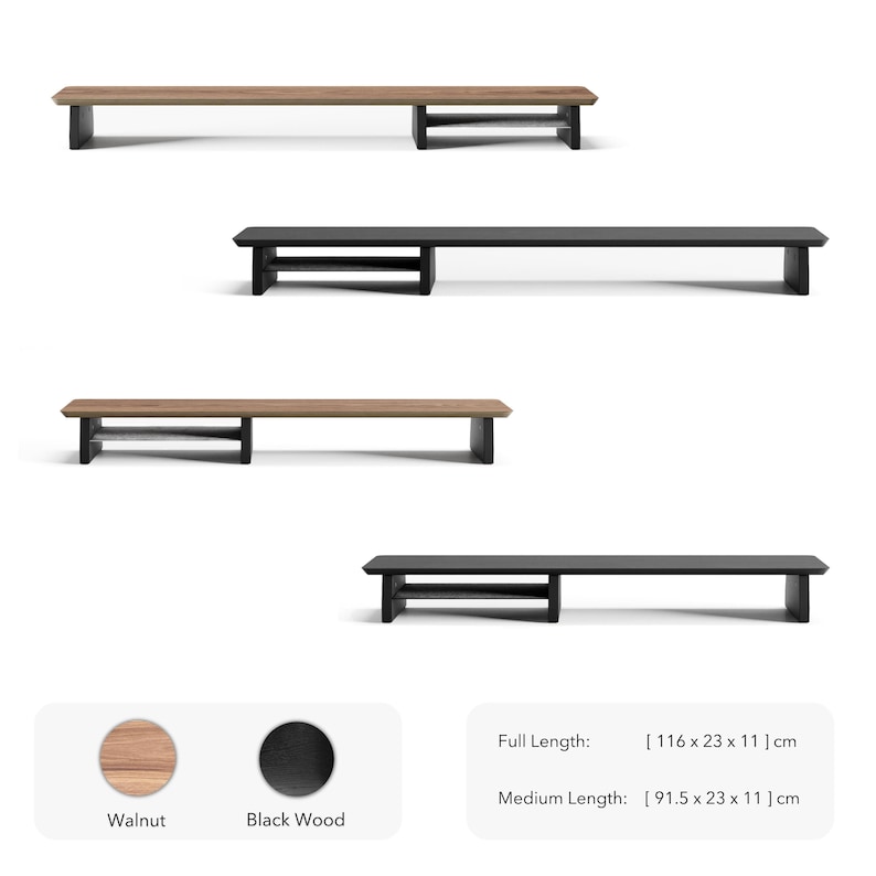 Walnut Desk Shelf Matte Monitor Riser Stand System Desk Organiser With ...