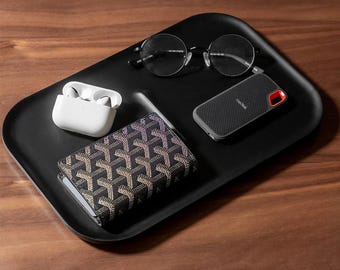 Black Valet Tray for EDC Black Wood Premium Catchall Tray Wooden Concierge Tray Jewellery Display Organizer for Him