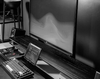 Walnut Desk Shelf System: Dual Monitor Riser, Organizer