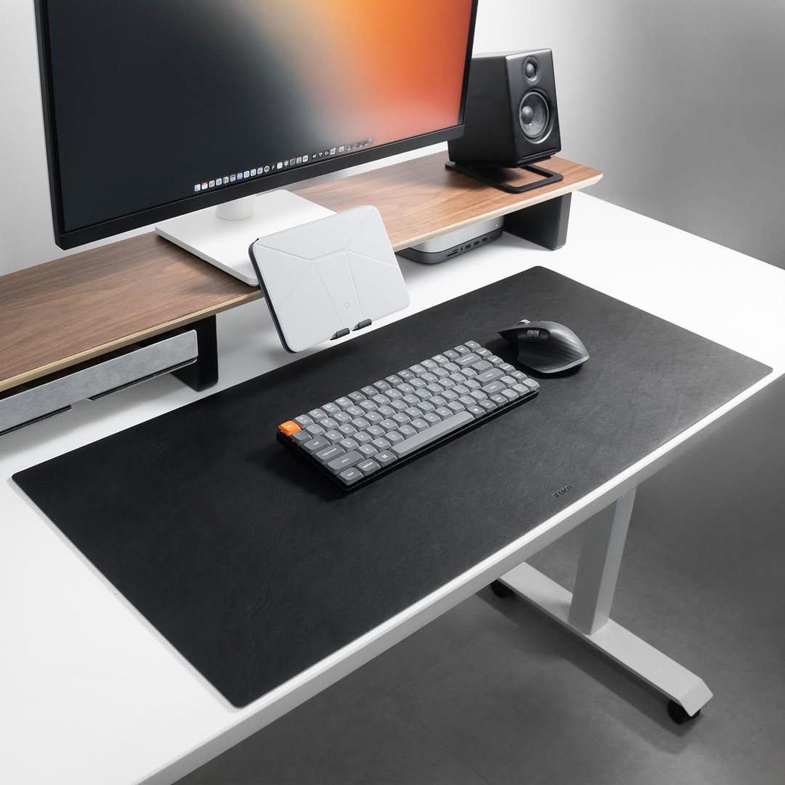 Desk Riser Shelf Setup Walnut Desk Shelf System Dual Monitor Riser Stand Premium 15-ply Desk ...