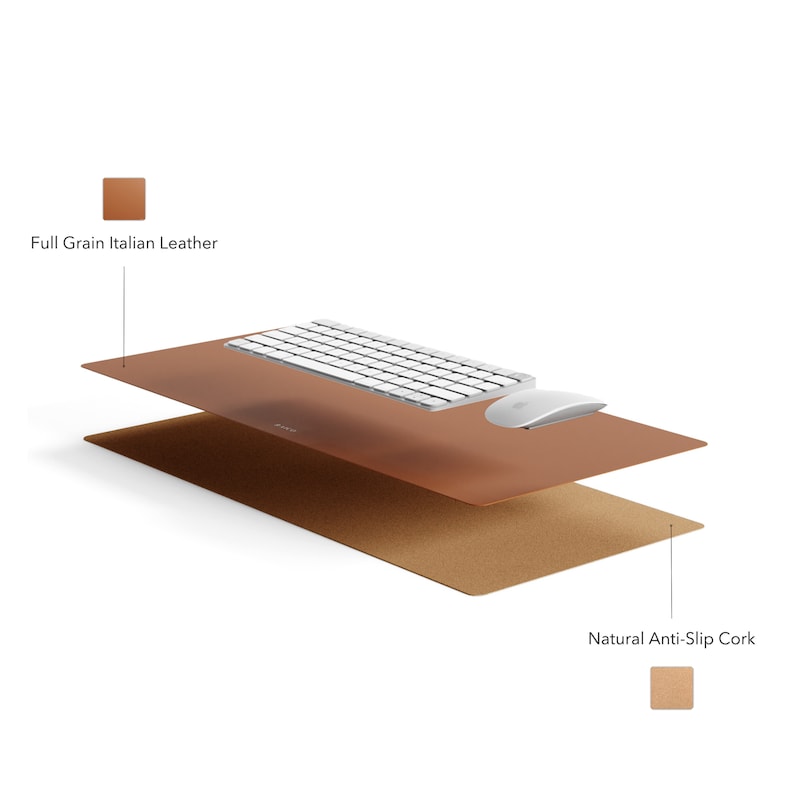 Leather Desk Pad Tan Brown Premium Italian Leather Real Minimal Desk ...
