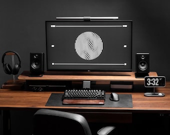 Walnut Desk Shelf Matte Monitor Riser Stand System Desk Organiser with Optional Drawer Premium Wooden Grovemade