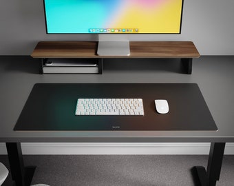 Leather Desk Mat Black Premium Italian Real Leather Mat Minimal Desk Protector Keyboard Blotter Gaming Mouse Pad Grovemade Alternative