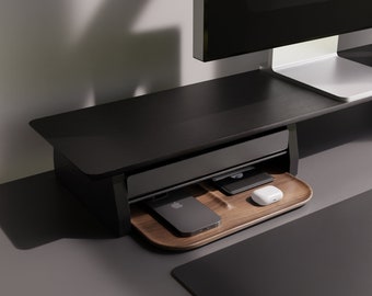 Japandi EDC Tray Minimalist Valet Tray Walnut Wood Organizer Concierge Tray Catchall Tray Decorative Storage Tray for Keys, Jewellery