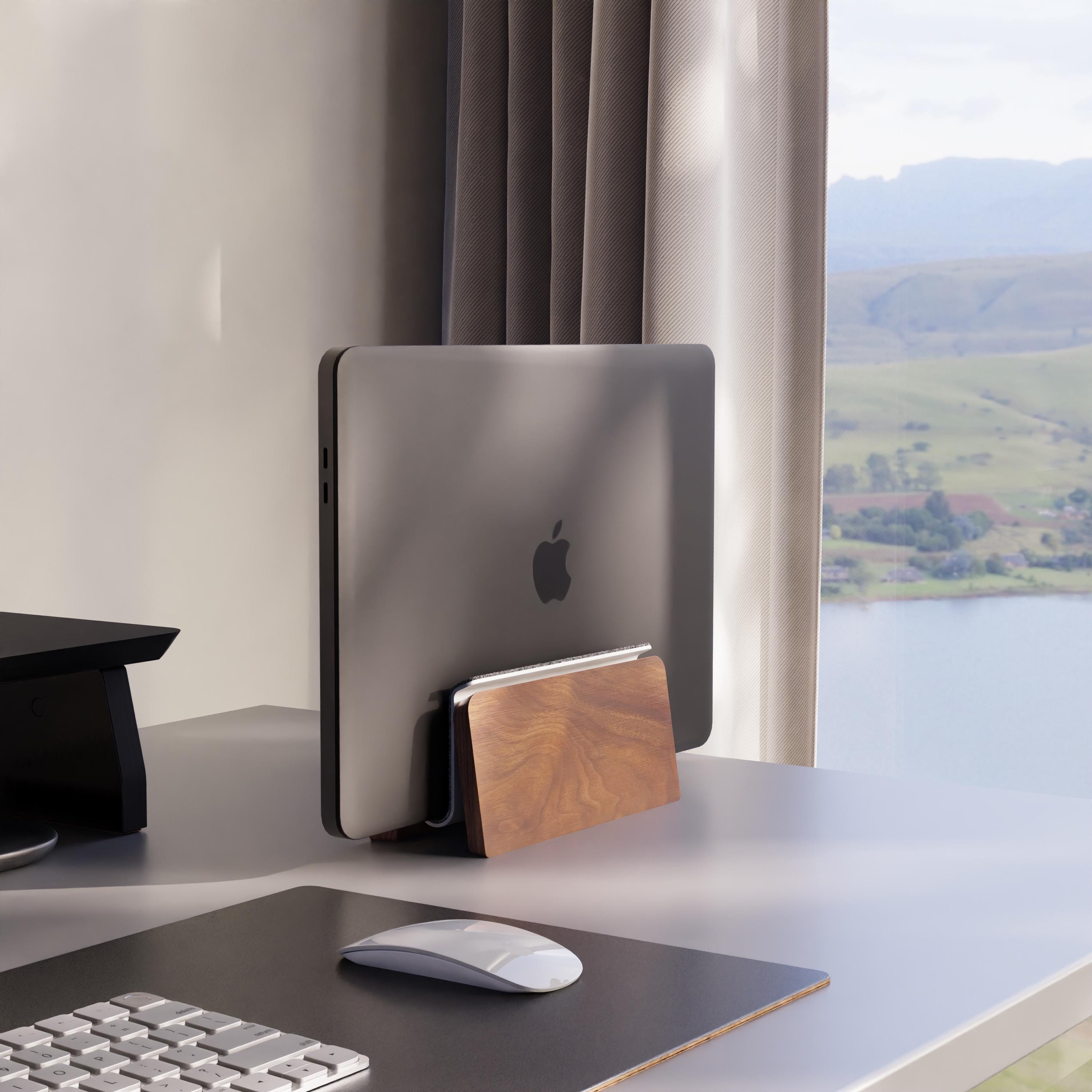 Walnut Wood Vertical Laptop Stand: Macbook, Surface Pro Dock - Etsy UK