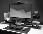 Black Desk Shelf Matte Monitor Riser Stand System Desk Organiser