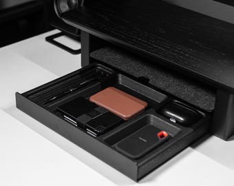Desk Tray for Desk Shelf System Cork and Black Aluminium Catchall Valet Pen Tray Drawer Storage Stationery Desk Accessory Organizer