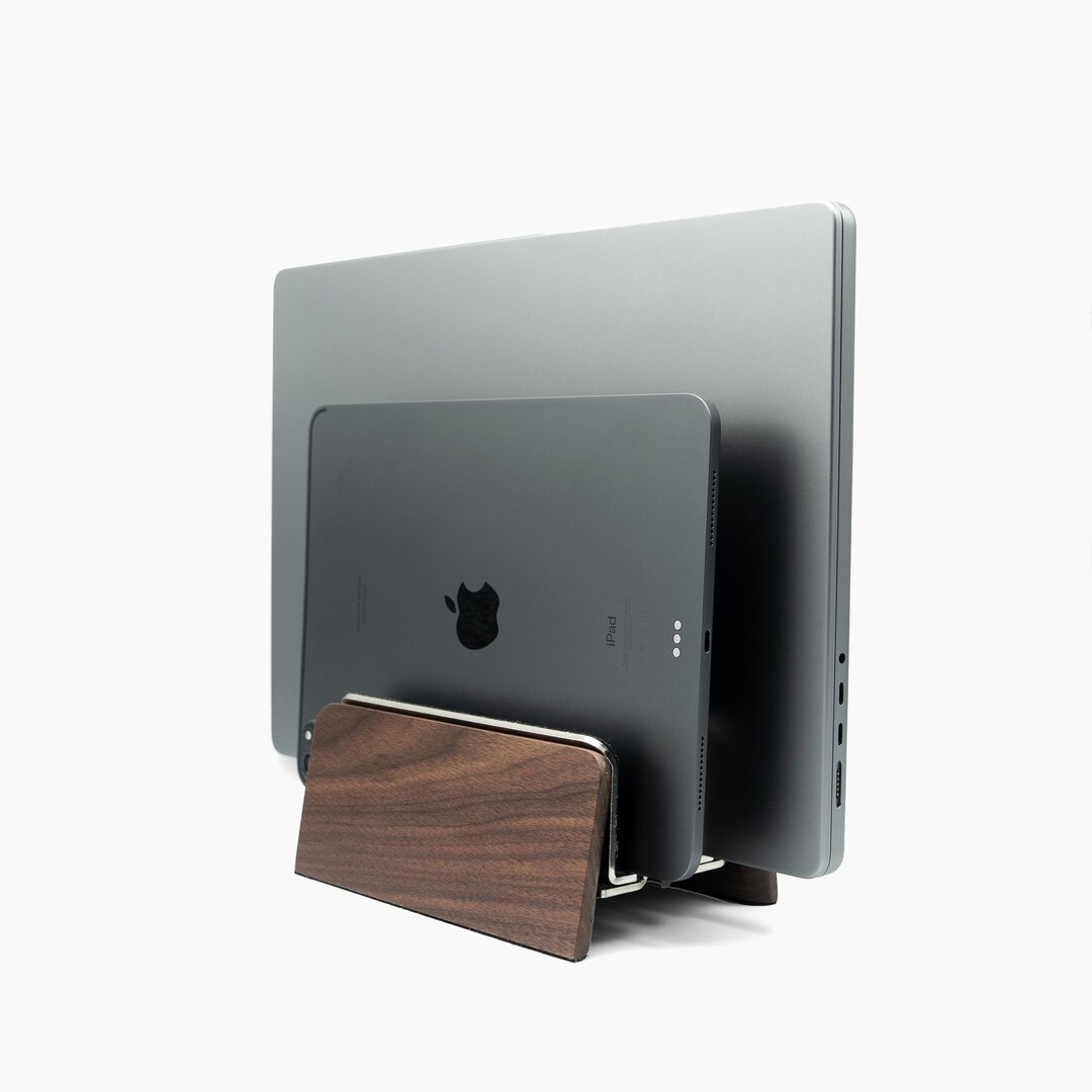 Walnut Wood Vertical Laptop Stand: Macbook, Surface Pro Dock - Etsy