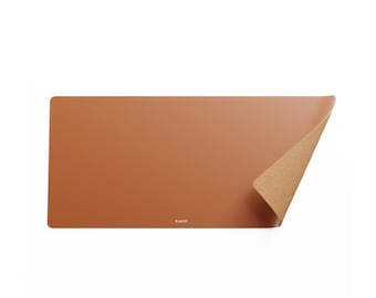 Sous-main en cuir brun havane Cuir tannage végétal de qualité supérieure avec support en liège Protecteur de bureau minimaliste Sous-main pour clavier Tapis de souris de jeu