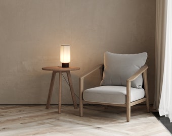 Side Table for Living Room Three Legged Stool Round White Oak Accent Table Minimal Small Occasional End Table Small Wooden Circle Table