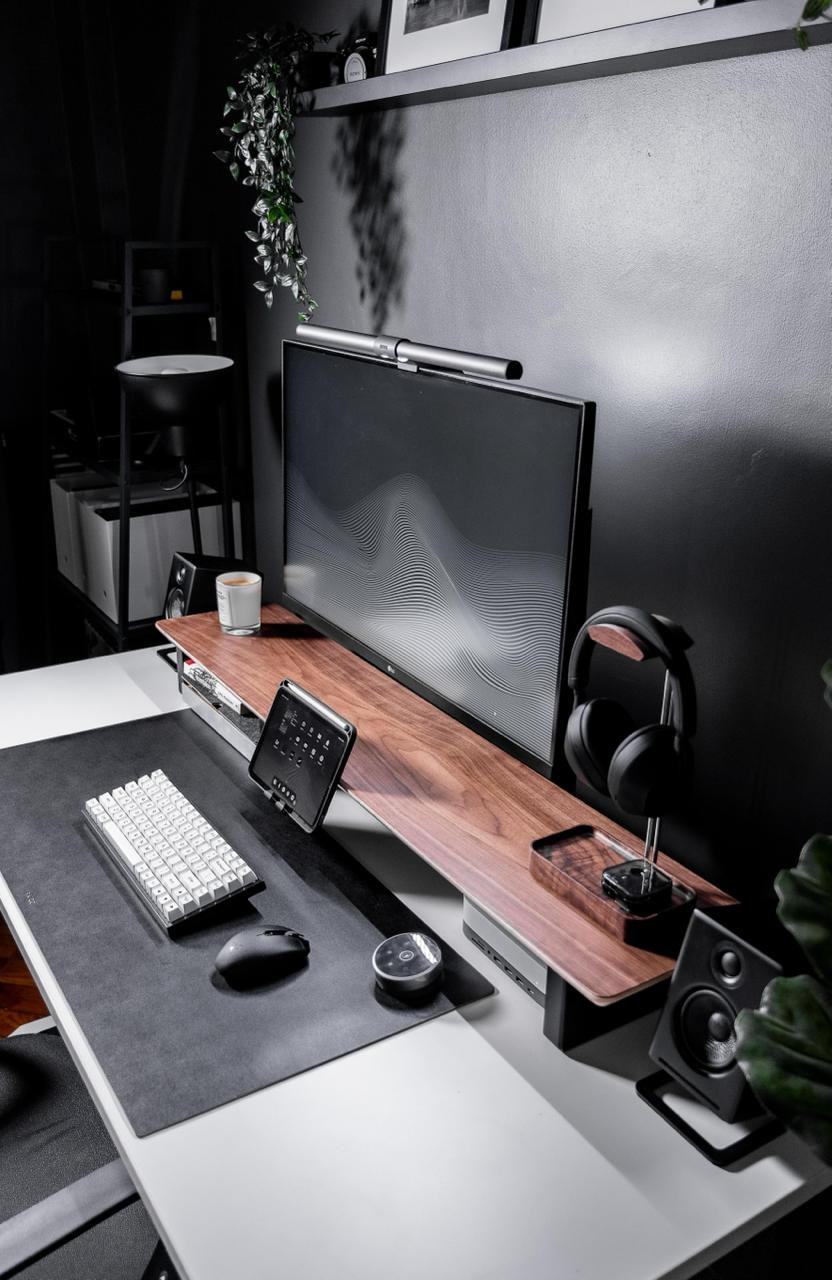 Desk Shelf Walnut Monitor Riser Stand System Desk Organiser