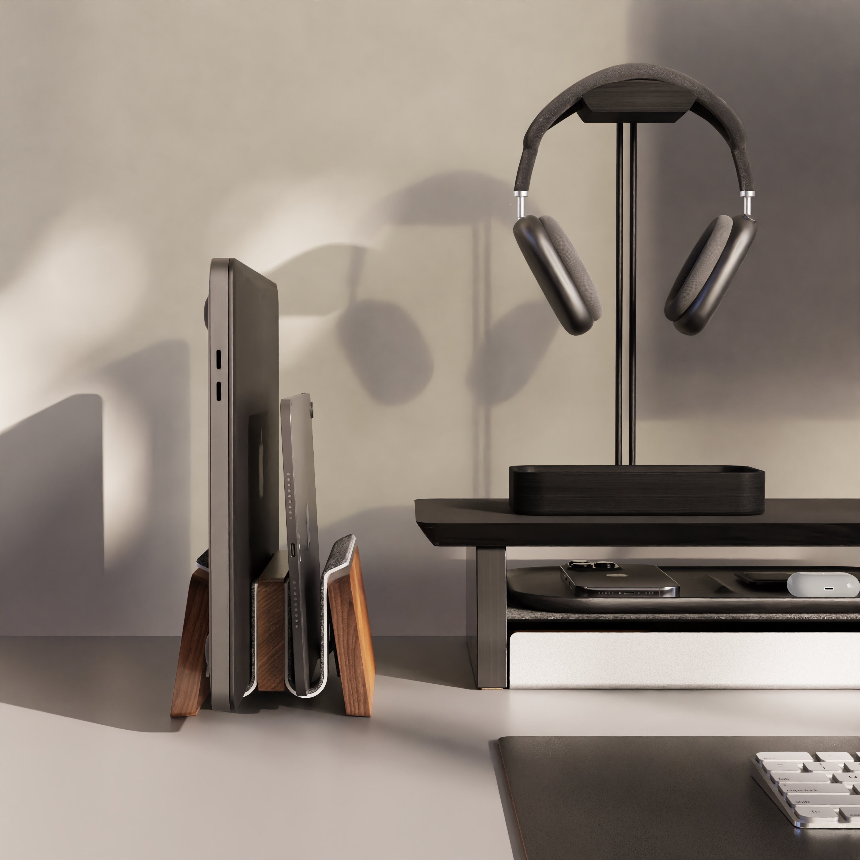 Wood & Wool Felt Tall Laptop Stand | Grovemade®