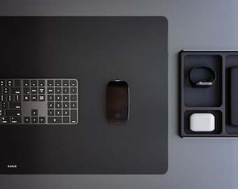 Italian Leather Desk Pad: Minimalist Cork-Backed Keyboard Mat