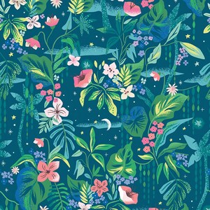 Forever Neverland Tropical Floral Night by Jill Howarth for Riley Blake Designs