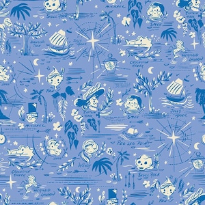 Forever Neverland Neverland Map Periwinkle by Jill Howarth for Riley Blake Designs