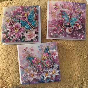 Cartões de pintura de diamante de borboleta