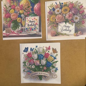 Verjaardagskaarten diamant schilderij bloem