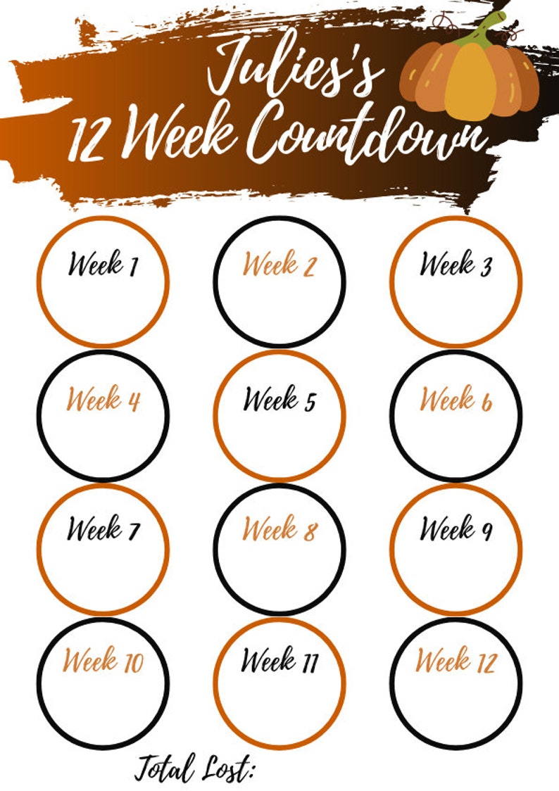 12 Week Weight Loss Tracker Template (print at Home) - Etsy