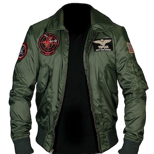 Men's Handmade Tom Cruise Top Gun Maverick Flight Parachute Bomber Jacket Jet Pilot Jacket Gift For Him zdjęcie 1