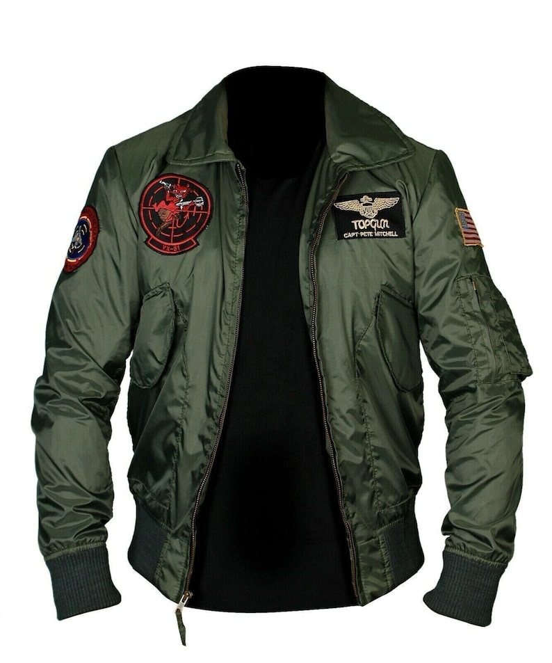 Men's Handmade Tom Cruise Top Gun Maverick Flight Parachute Bomber Jacket Jet Pilot Jacket Gift For Him zdjęcie 1