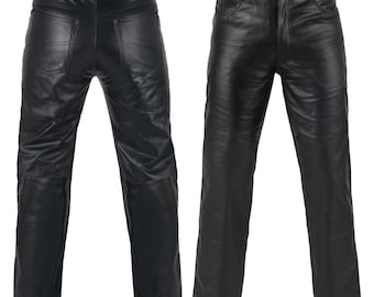 Pantalons en cuir pour hommes, pantalons à boucles pour hommes, pantalons de soirée, pantalons en cuir pour tenues décontractées. Cadeau pantalon en cuir pour lui